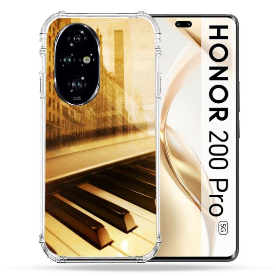 Coque Renforcée Pour Honor 200 Pro 5G Musique Piano Retro