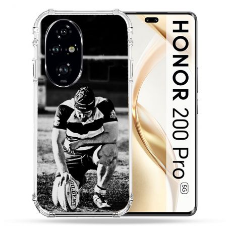 Coque Renforcée Pour Honor 200 Pro 5G Sport Rugby Noir Blanc