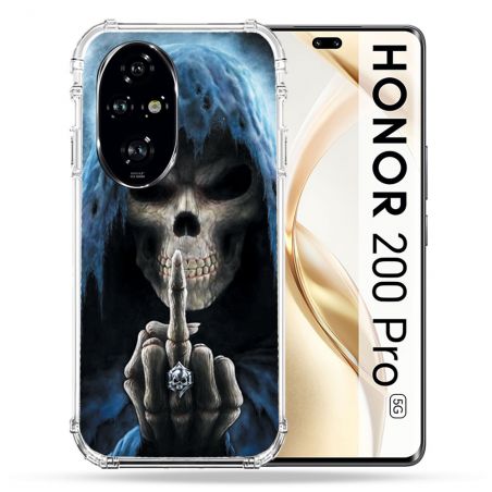 Coque Renforcée Pour Honor 200 Pro 5G Tete de Mort Doigt