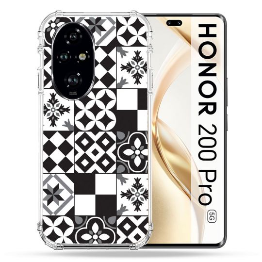 Coque Renforcée Pour Honor 200 Pro 5G Texture Carreau Ciment Noir