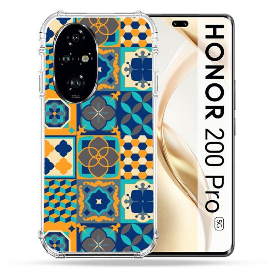 Coque Renforcée Pour Honor 200 Pro 5G Texture Carreau Ciment Orange