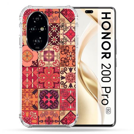 Coque Renforcée Pour Honor 200 Pro 5G Texture Carreau Ciment Rouge