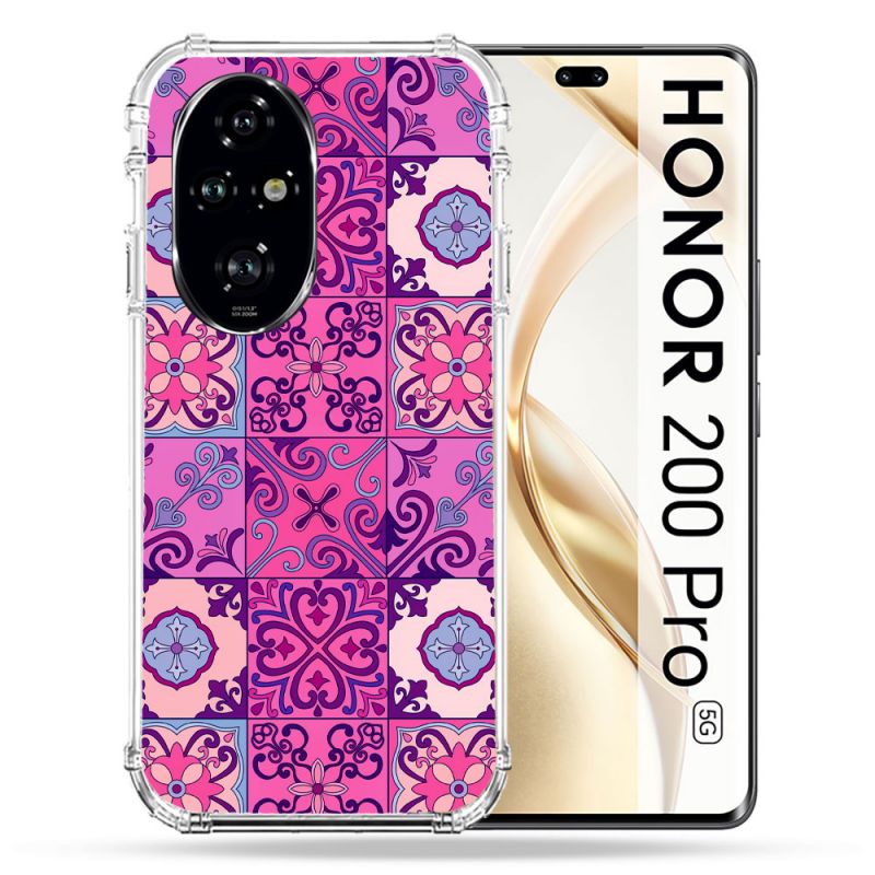 Coque Renforcée Pour Honor 200 Pro 5G Texture Carreau Ciment Violet