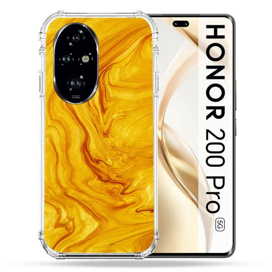 Coque Renforcée Pour Honor 200 Pro 5G Texture Marbre Jaune