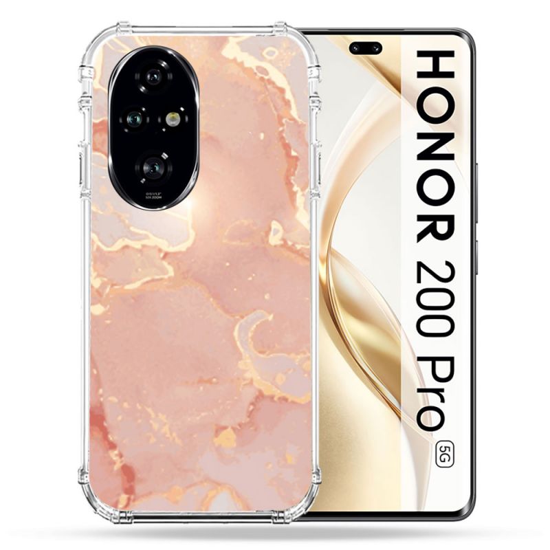 Coque Renforcée Pour Honor 200 Pro 5G Texture Marbre Rose