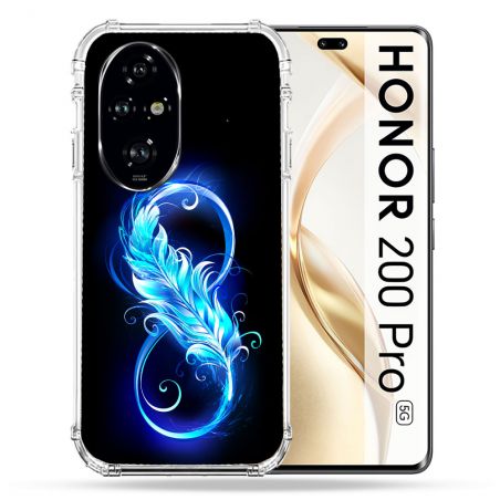 Coque Renforcée Pour Honor 200 Pro 5G Texture Plume Infini Bleu
