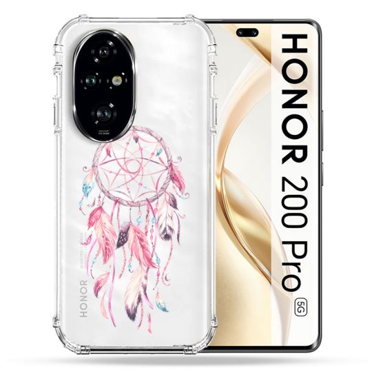 Coque Transparente Pour Honor 200 Pro 5G Attrape Reve Rose