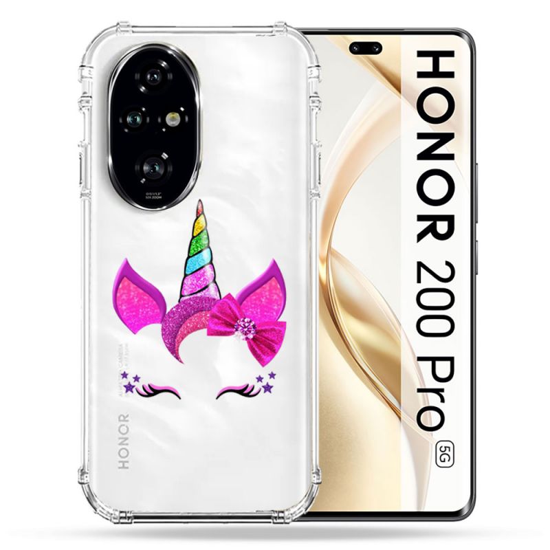 Coque Transparente Pour Honor 200 Pro 5G Licorne Paillette