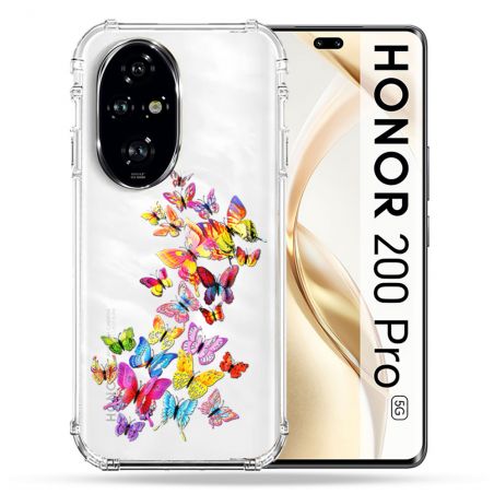 Coque Transparente Pour Honor 200 Pro 5G Papillon Multicolore