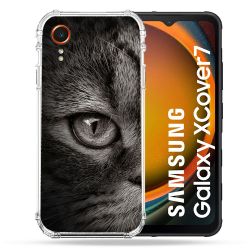 Coque Renforcée Pour Samsung Galaxy Xcover 7 Animal Chat Gris