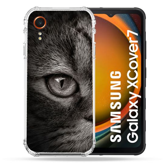 Coque Renforcée Pour Samsung Galaxy Xcover 7 Animal Chat Gris