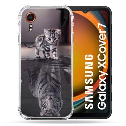Coque Renforcée Pour Samsung Galaxy Xcover 7 Animal Chat Reflet