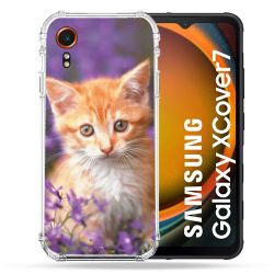 Coque Renforcée Pour Samsung Galaxy Xcover 7 Animal Chat Violet
