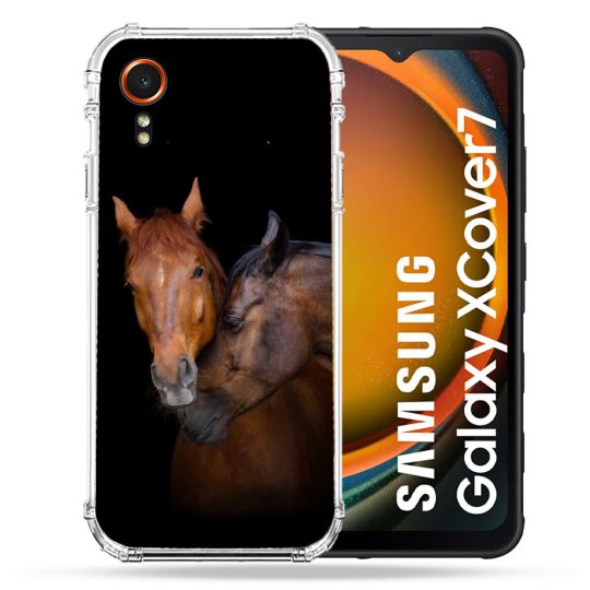 Coque Renforcée Pour Samsung Galaxy Xcover 7 Animal Cheval Marron