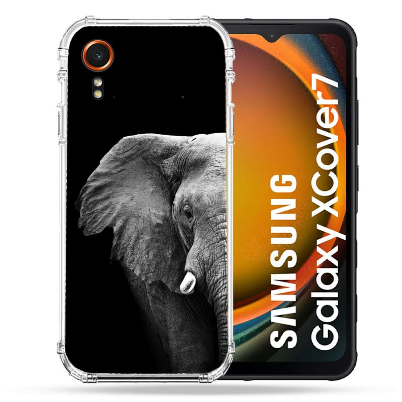 Coque Renforcée Pour Samsung Galaxy Xcover 7 Animal Elephant Noir