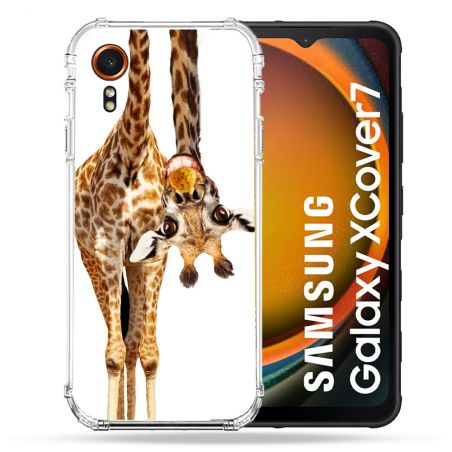 Coque Renforcée Pour Samsung Galaxy Xcover 7 Animal Girafe Blanche