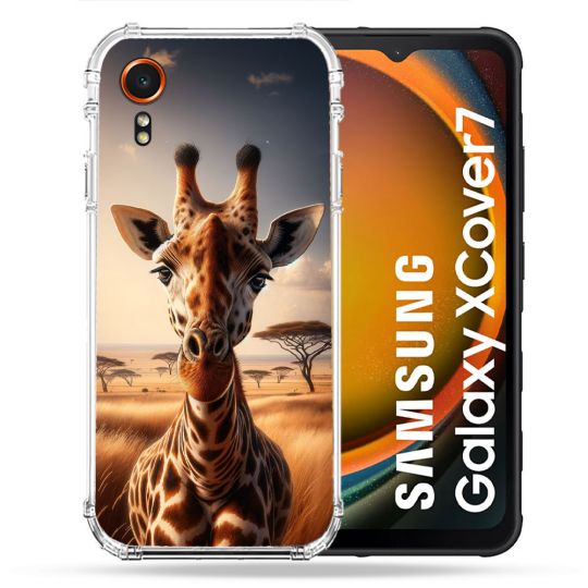 Coque Renforcée Pour Samsung Galaxy Xcover 7 Animal Girafe Savane