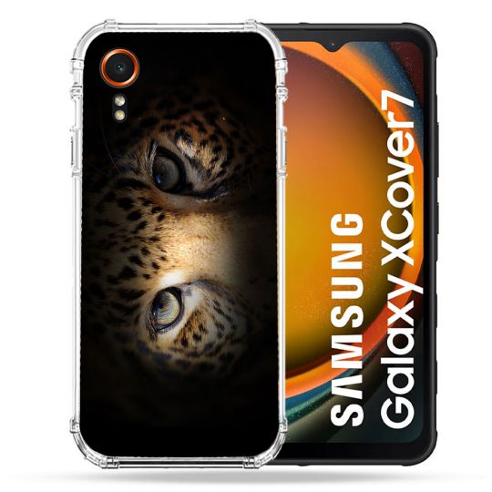 Coque Renforcée Pour Samsung Galaxy Xcover 7 Animal Leopard Yeux