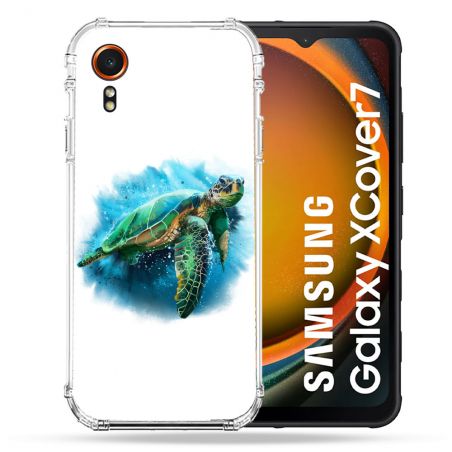 Coque Renforcée Pour Samsung Galaxy Xcover 7 Animal Tortue Blanche multicolore
