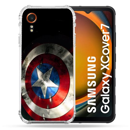 Coque Renforcée Pour Samsung Galaxy Xcover 7 Captain America Bouclier