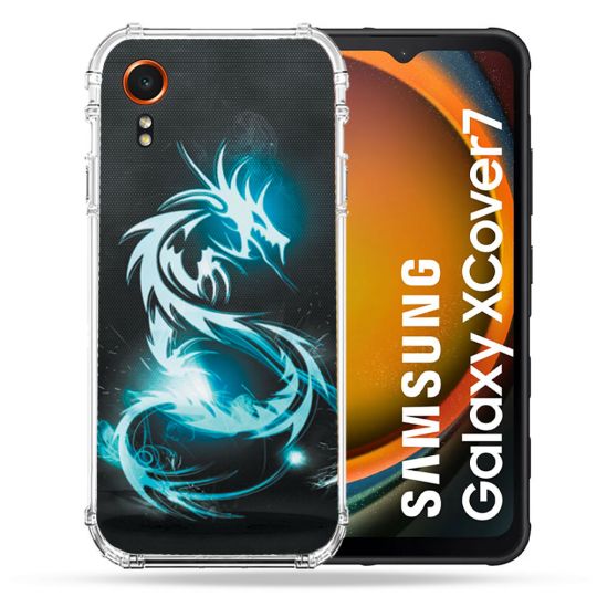 Coque Renforcée Pour Samsung Galaxy Xcover 7 Fantastique Dragon Bleu