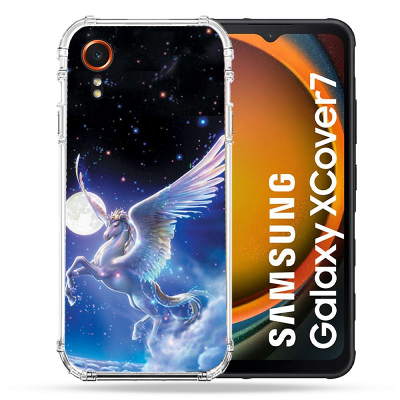 Coque Renforcée Pour Samsung Galaxy Xcover 7 Fantastique Licorne Céleste