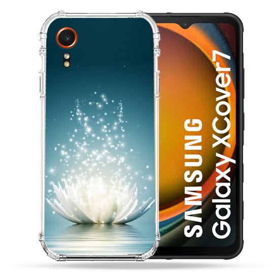 Coque Renforcée Pour Samsung Galaxy Xcover 7 Fleur Lotus Blanc