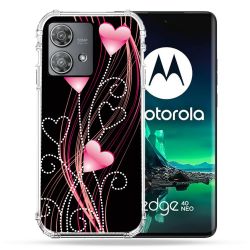 Coque Renforcée Pour Motorola Edge 40 Neo Amour Coeur Rose Montant sur Noir