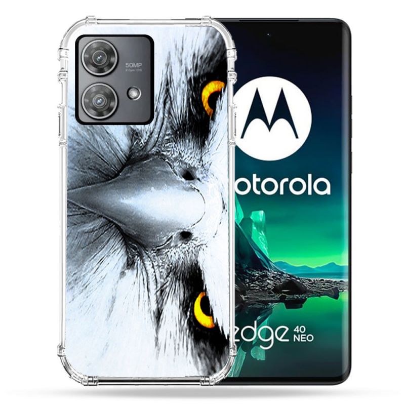 Coque Renforcée Pour Motorola Edge 40 Neo Animal Aigle Royal Blanc