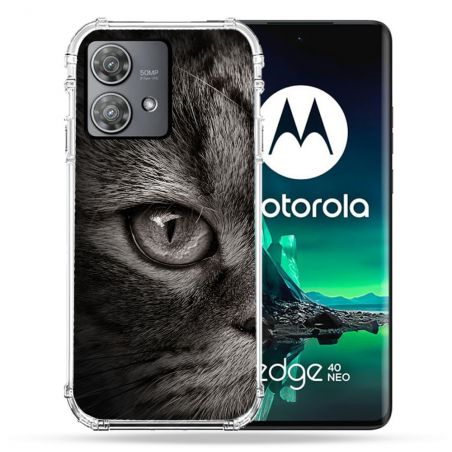 Coque Renforcée Pour Motorola Edge 40 Neo Animal Chat Gris