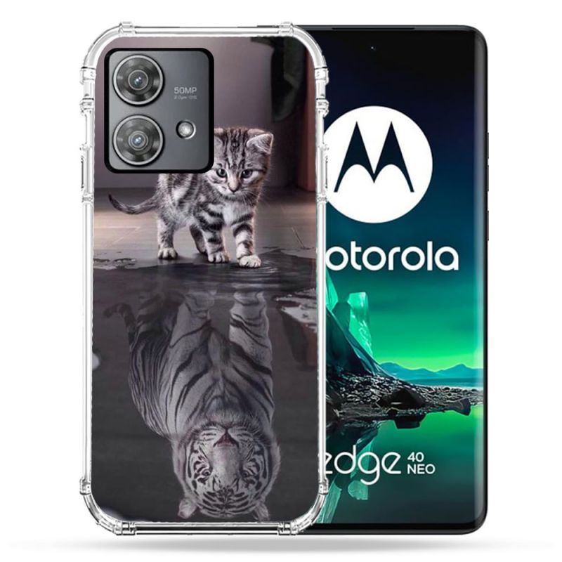 Coque Renforcée Pour Motorola Edge 40 Neo Animal Chat Reflet