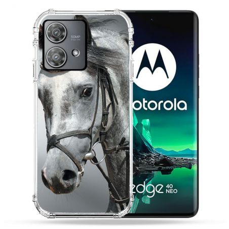Coque Renforcée Pour Motorola Edge 40 Neo Animal Cheval Blanc