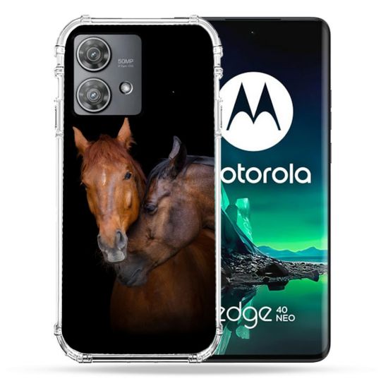 Coque Renforcée Pour Motorola Edge 40 Neo Animal Cheval Marron