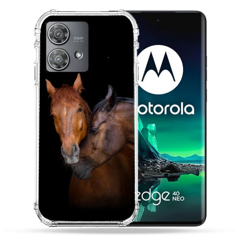 Coque Renforcée Pour Motorola Edge 40 Neo Animal Cheval Marron