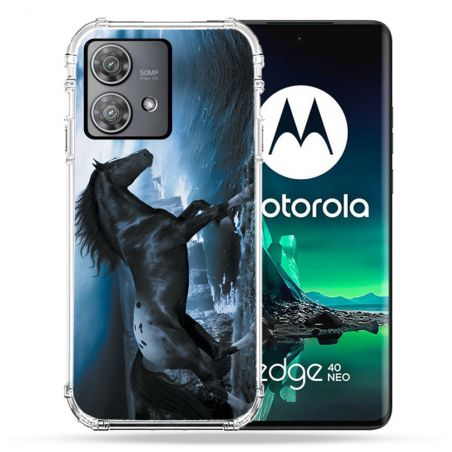 Coque Renforcée Pour Motorola Edge 40 Neo Animal Cheval Noir