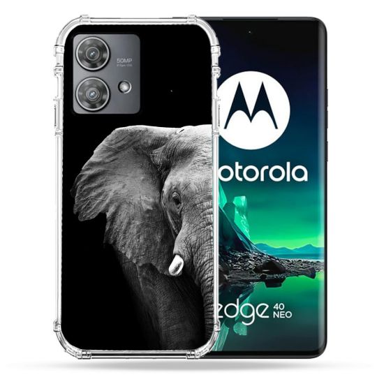 Coque Renforcée Pour Motorola Edge 40 Neo Animal Elephant Noir