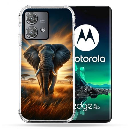 Coque Renforcée Pour Motorola Edge 40 Neo Animal Elephant Savane