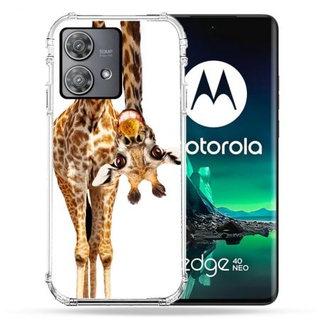 Coque Renforcée Pour Motorola Edge 40 Neo Animal Girafe Blanche