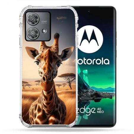 Coque Renforcée Pour Motorola Edge 40 Neo Animal Girafe Savane