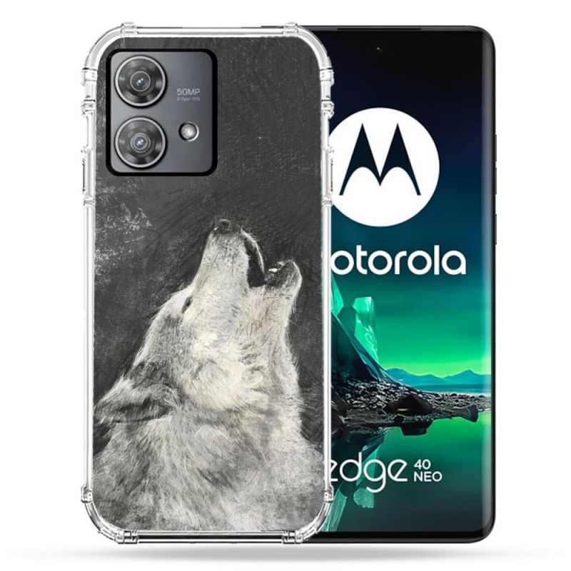 Coque Renforcée Pour Motorola Edge 40 Neo Animal Loup Hurlement