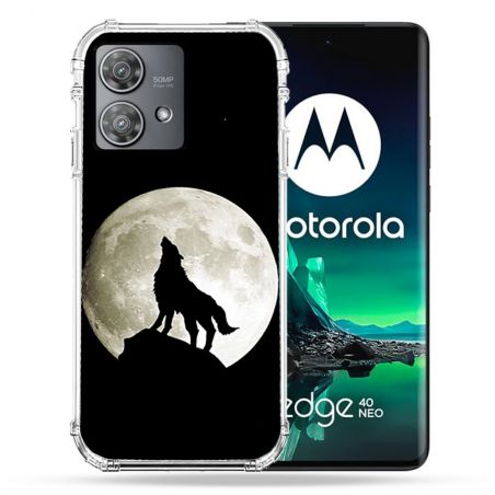 Coque Renforcée Pour Motorola Edge 40 Neo Animal Loup Noir
