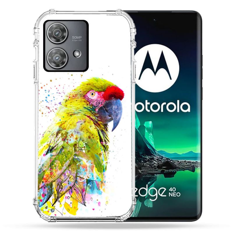 Coque Renforcée Pour Motorola Edge 40 Neo Animal Perroquet Jaune
