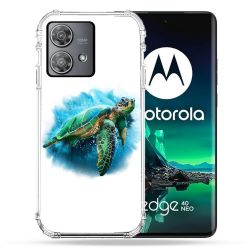 Coque Renforcée Pour Motorola Edge 40 Neo Animal Tortue Blanche multicolore