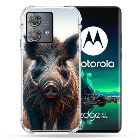 Coque Renforcée Pour Motorola Edge 40 Neo Chasse Sanglier Attaque