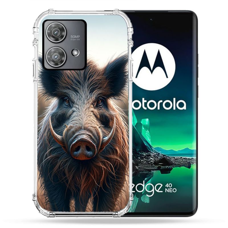 Coque Renforcée Pour Motorola Edge 40 Neo Chasse Sanglier Attaque
