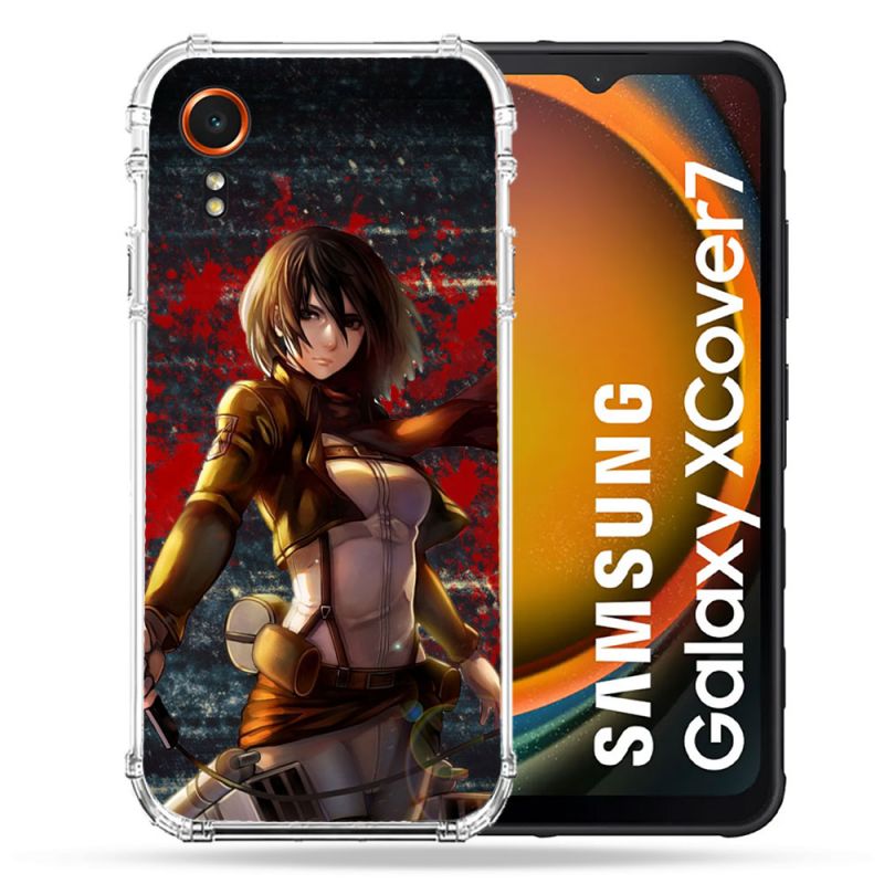 Coque Renforcée Pour Samsung Galaxy Xcover 7 Manga Attaque Titans Mikasa