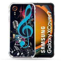 Coque Renforcée Pour Samsung Galaxy Xcover 7 Musique Cle Sol Bleu