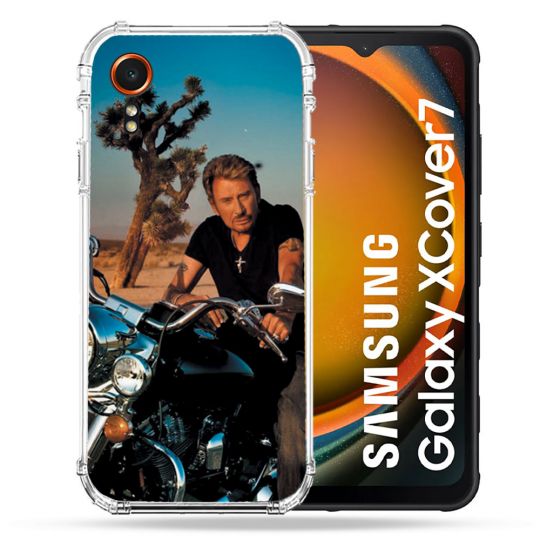 Coque Renforcée Pour Samsung Galaxy Xcover 7 Musique Johnny Hallyday Moto