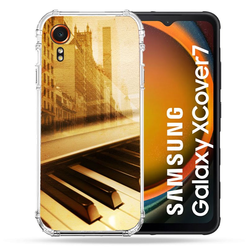 Coque Renforcée Pour Samsung Galaxy Xcover 7 Musique Piano Retro