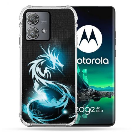 Coque Renforcée Pour Motorola Edge 40 Neo Fantastique Dragon Bleu
